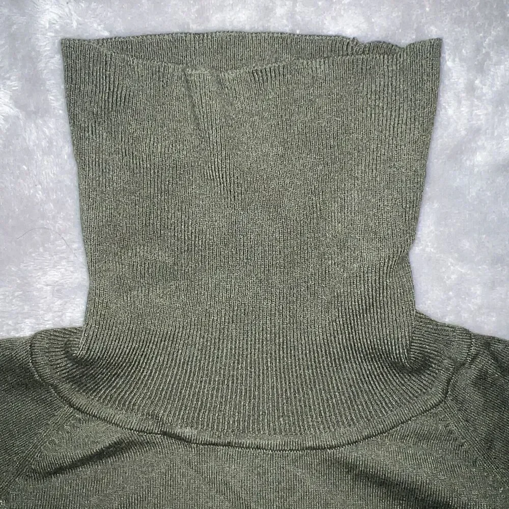 Talbots Vintage 90s Adult XL Rayon Nylon Knit Turtleneck Sweater Green Light